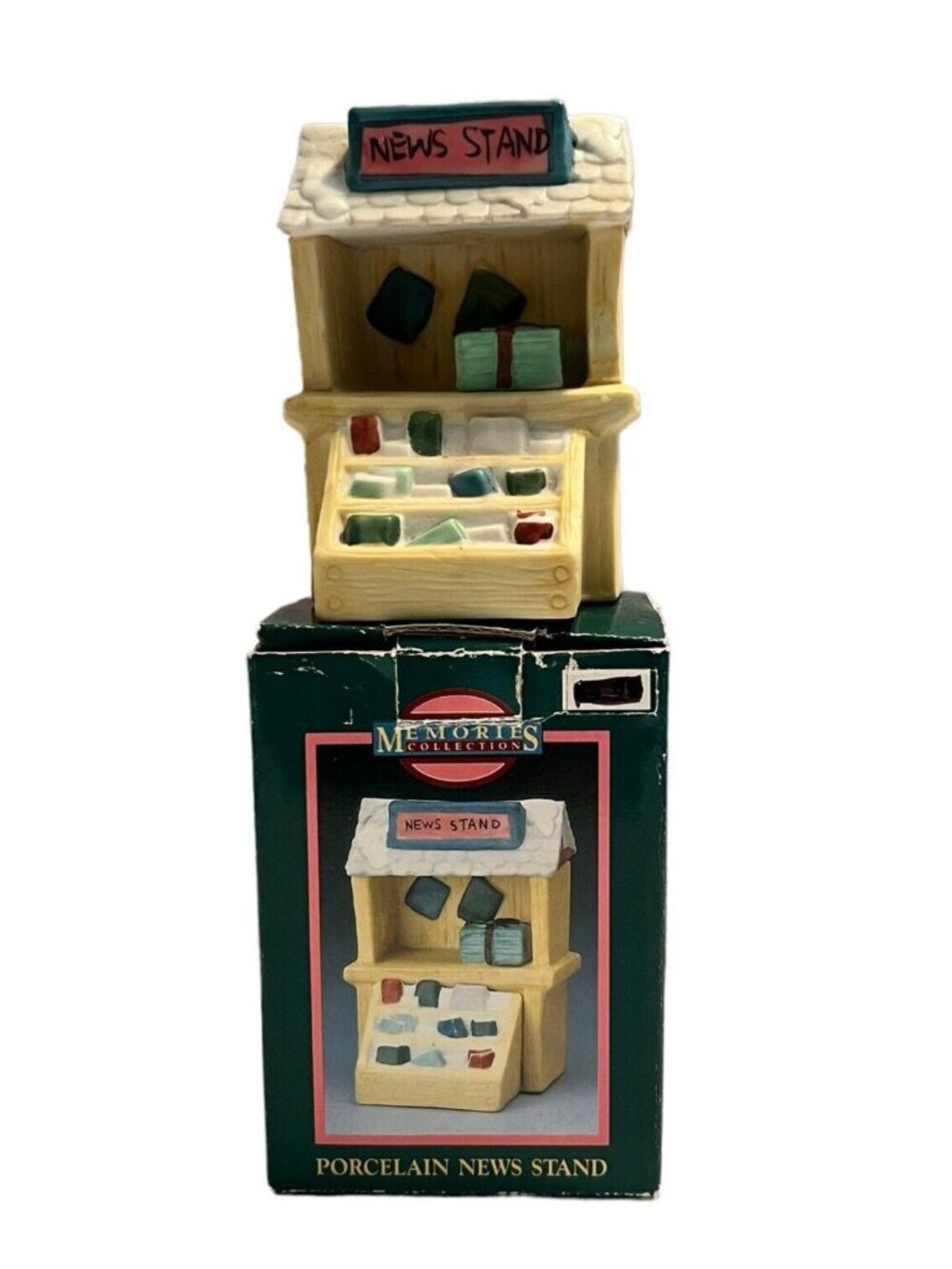 Vintage Memories Collection Porcelain News Stand Miniature Village Accessory Box